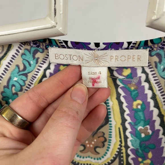 Boston Proper Printed Vibrant V-Neck Leg Slit Twist Front Maxi Dress- Size 4 - Picture 7 of 8